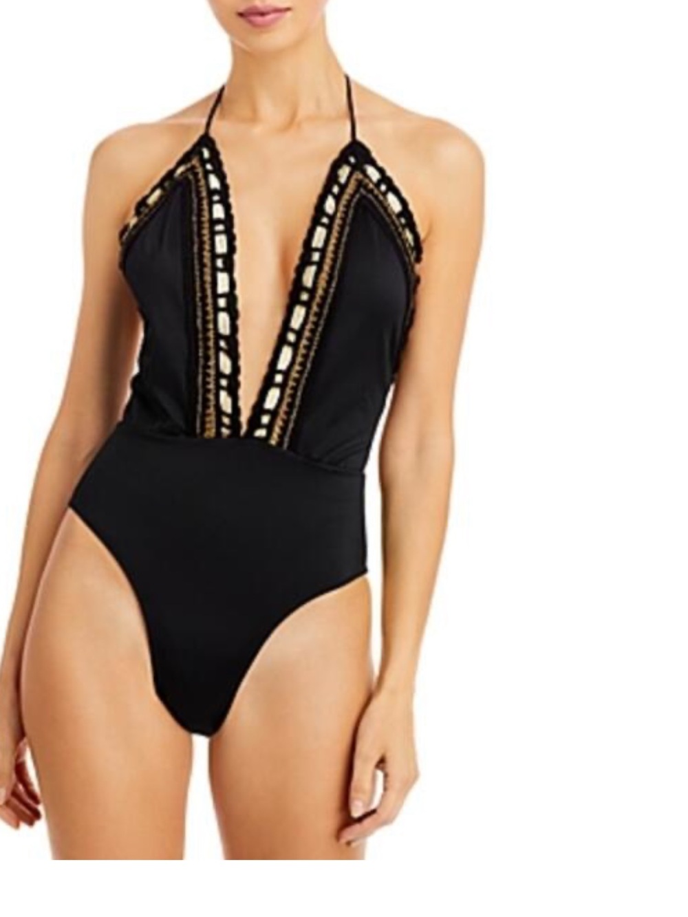 Ramy Brook Angela Crochet Plunge One-Piece Swimsuit